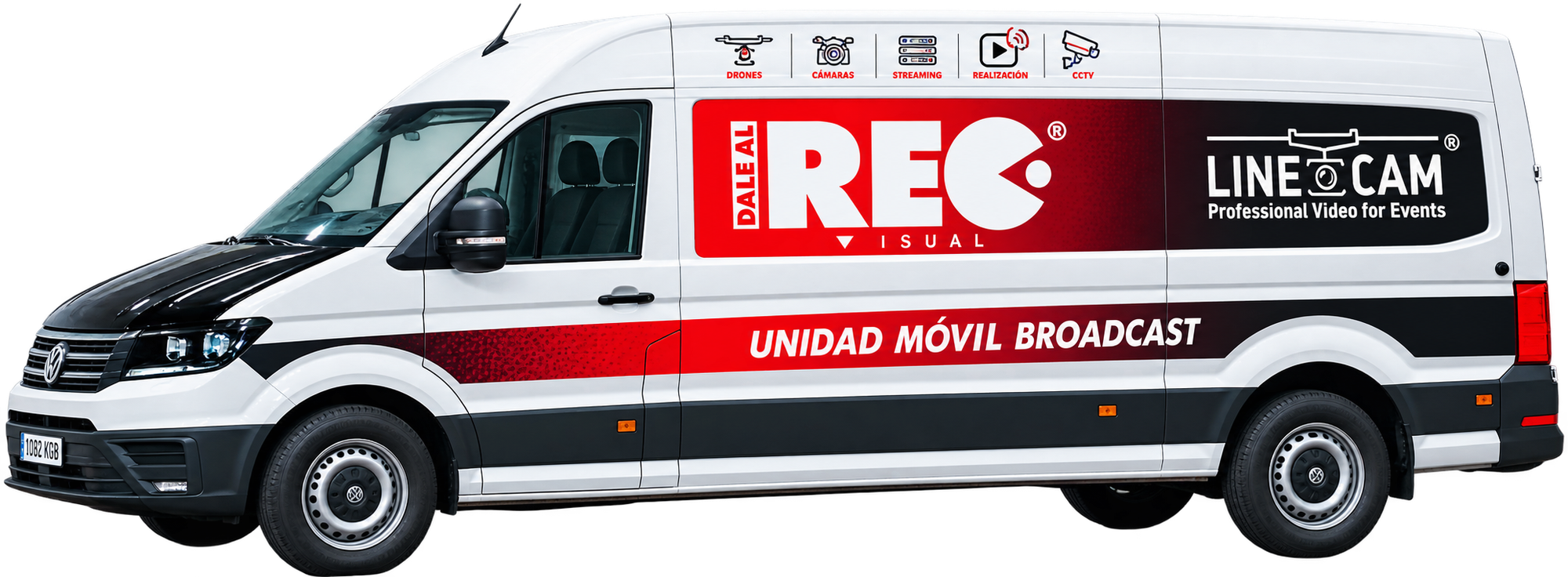 Unidad móvil broadcast de Linecam® y Dale al REC Visual, equipada para realización multicámara, streaming y grabación en directo